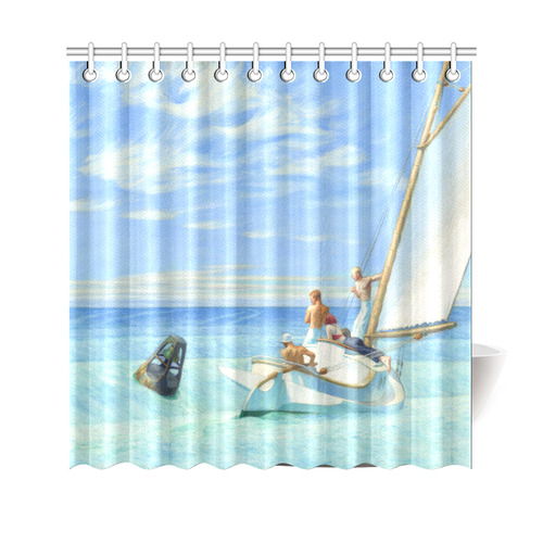 Edward Hopper Ground Swell Sail Boat Ocean Shower Curtain 69"x70"