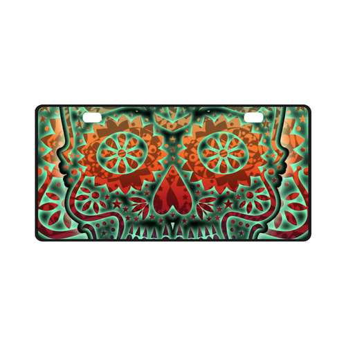 Día De Los Muertos DOUBLE SKULL Ornaments Grunge License Plate