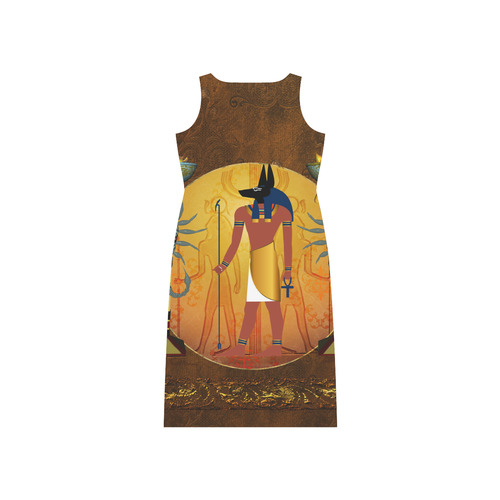 Anubis the egyptian god Phaedra Sleeveless Open Fork Long Dress (Model D08)