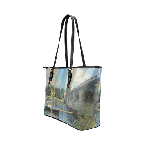 Claude Monet Bridge at Argenteuil Leather Tote Bag/Large (Model 1651)