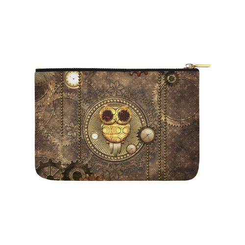 Steampunk, wonderful owl,clocks and gears Carry-All Pouch 9.5''x6''