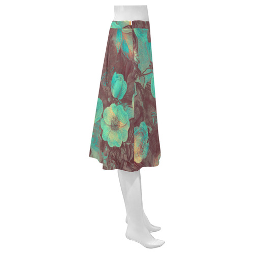 flowers Mnemosyne Women's Crepe Skirt (Model D16)