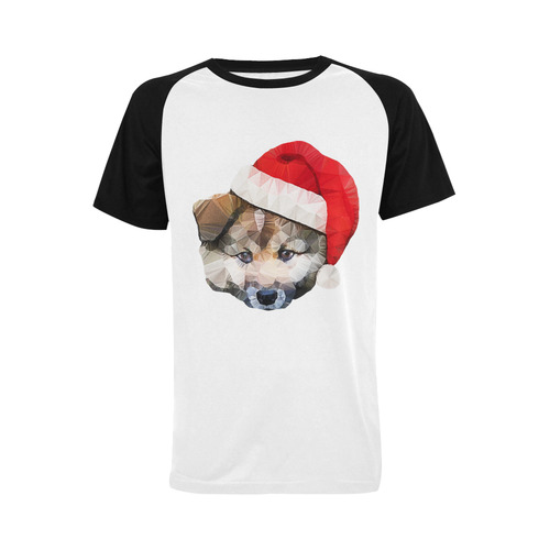 christmas santa dog Men's Raglan T-shirt Big Size (USA Size) (Model T11)
