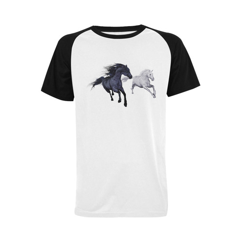 Two horses galloping through a winter landscape Men's Raglan T-shirt (USA Size) (Model T11)