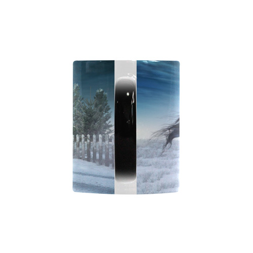 Two horses galloping through a winter landscape Custom Morphing Mug