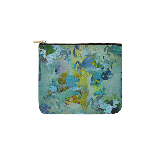 Rearing Horses grunge style painting Carry-All Pouch 6''x5''