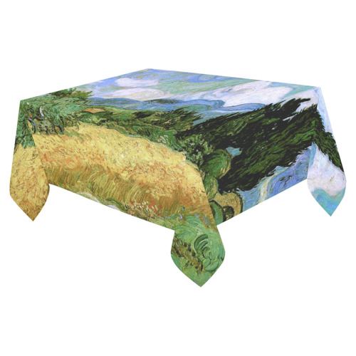 Van Gogh Wheat Field Cypresses Nature Landscape Cotton Linen Tablecloth 52"x 70"