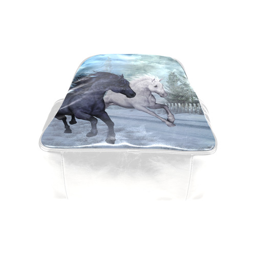 Two horses galloping through a winter landscape Multi-Pockets Backpack (Model 1636)