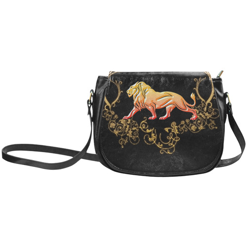 Awesome lion in gold and black Classic Saddle Bag/Large (Model 1648)