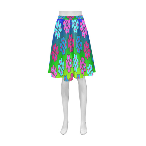 heart flower pattern on rainbow Athena Women's Short Skirt (Model D15)