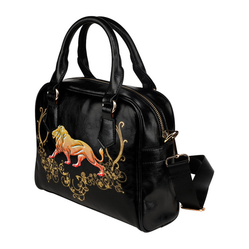 Awesome lion in gold and black Shoulder Handbag (Model 1634)