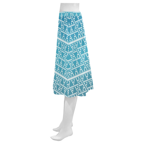 triangles in triangles pattern wht electric blue Mnemosyne Women's Crepe Skirt (Model D16)