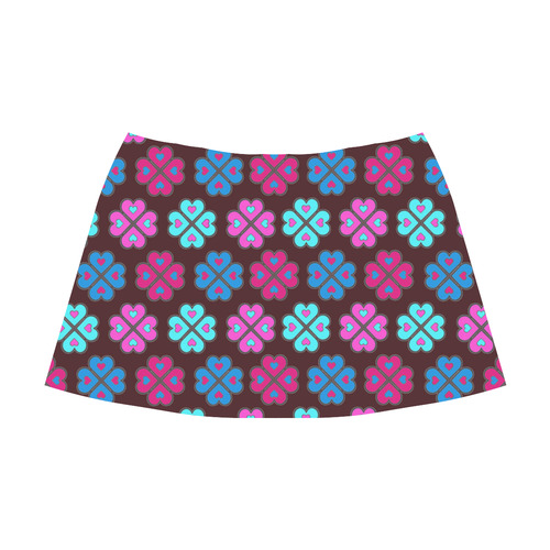 heart flower pattern on burgandy Mnemosyne Women's Crepe Skirt (Model D16)