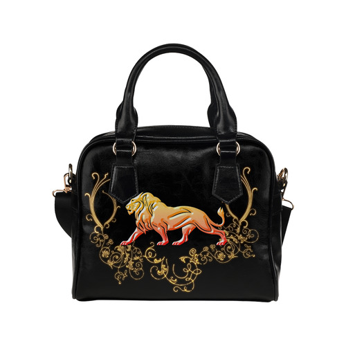 Awesome lion in gold and black Shoulder Handbag (Model 1634)