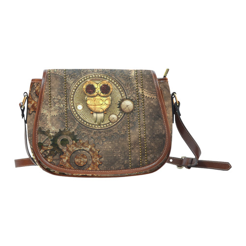 Steampunk, wonderful owl,clocks and gears Saddle Bag/Large (Model 1649)