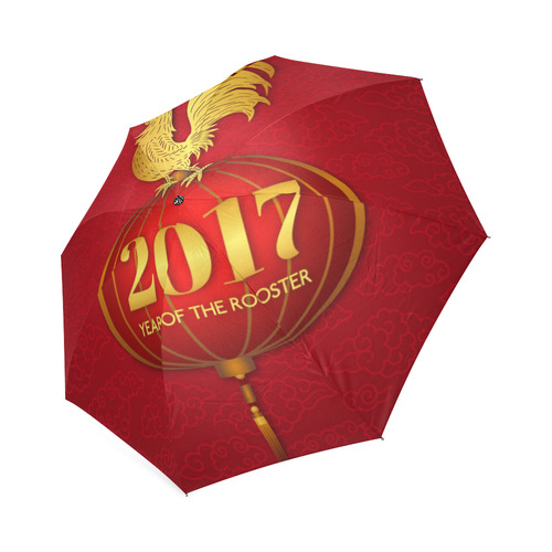 Chinese Year of the Rooster 2017 Red Gold Foldable Umbrella (Model U01)