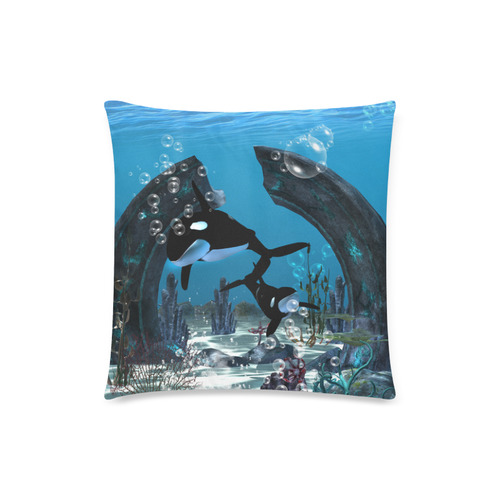 Amazing orcas , underwater world Custom Zippered Pillow Case 18"x18"(Twin Sides)