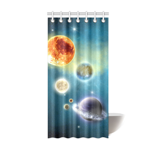 Space scenario with  meteorite sun and planets Shower Curtain 36"x72"