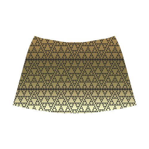 triangles in triangles pattern blk gold Mnemosyne Women's Crepe Skirt (Model D16)