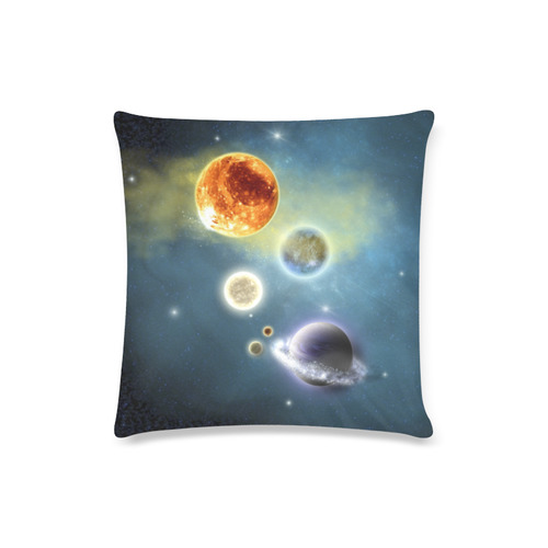 Space scenario with  meteorite sun and planets Custom Zippered Pillow Case 16"x16"(Twin Sides)