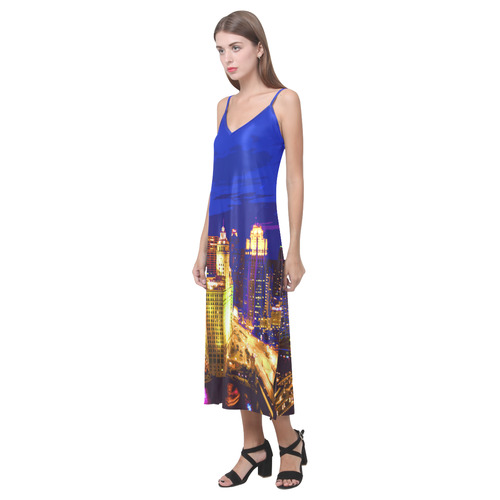 Chicago PopArt 20161112 V-Neck Open Fork Long Dress(Model D18)