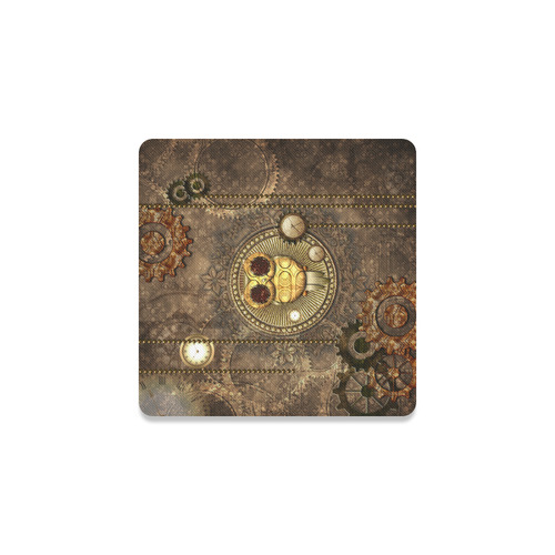Steampunk, wonderful owl,clocks and gears Square Coaster