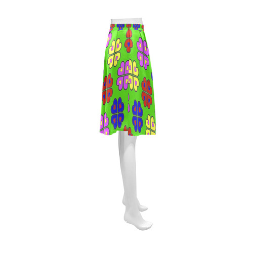 heart flower pattern on green Athena Women's Short Skirt (Model D15)