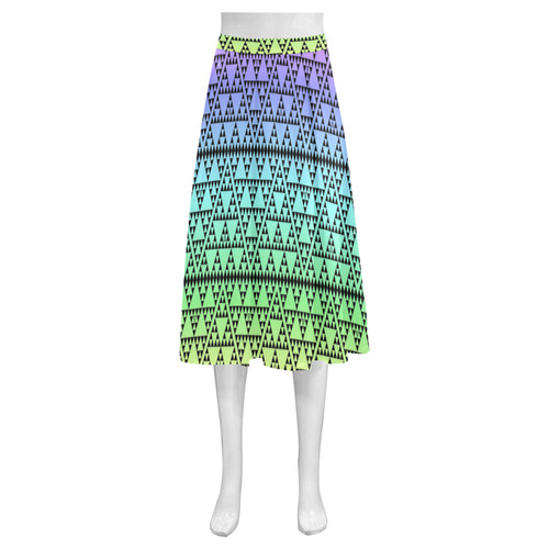 triangles in triangles pattern blk rainbow Mnemosyne Women's Crepe Skirt (Model D16)