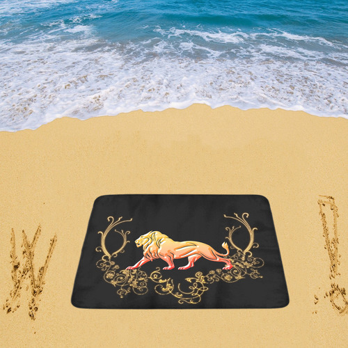 Awesome lion in gold and black Beach Mat 78"x 60"