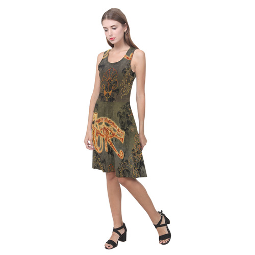 The all seeing eye, vintage background Atalanta Casual Sundress(Model D04)