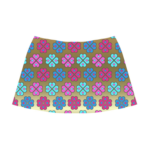 heart flower pattern on gold Mnemosyne Women's Crepe Skirt (Model D16)