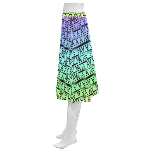 triangles in triangles pattern blk rainbow Mnemosyne Women's Crepe Skirt (Model D16)