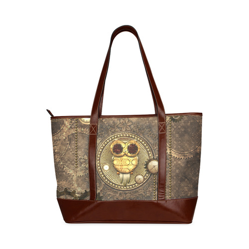Steampunk, wonderful owl,clocks and gears Tote Handbag (Model 1642)