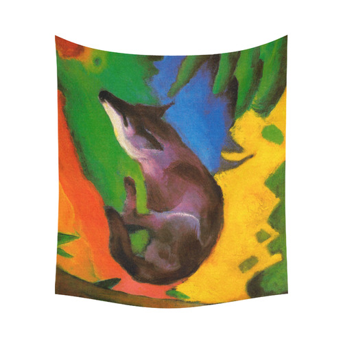 Black Fox by Franz Marc Cotton Linen Wall Tapestry 60"x 51"