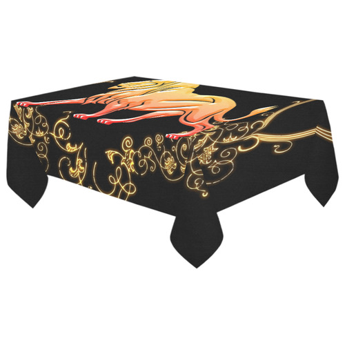 Awesome lion in gold and black Cotton Linen Tablecloth 60"x 104"