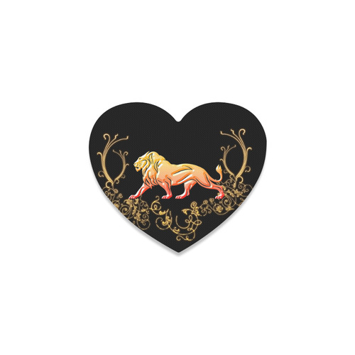 Awesome lion in gold and black Heart Coaster