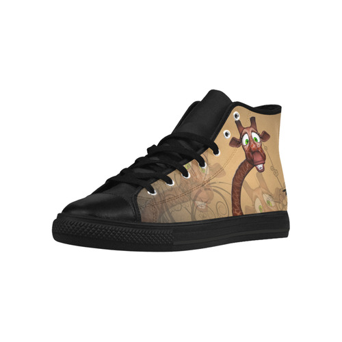 Sweet, cute giraffe Aquila High Top Microfiber Leather Women's Shoes/Large Size (Model 032)