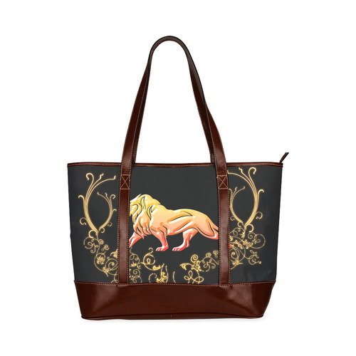 Awesome lion in gold and black Tote Handbag (Model 1642)