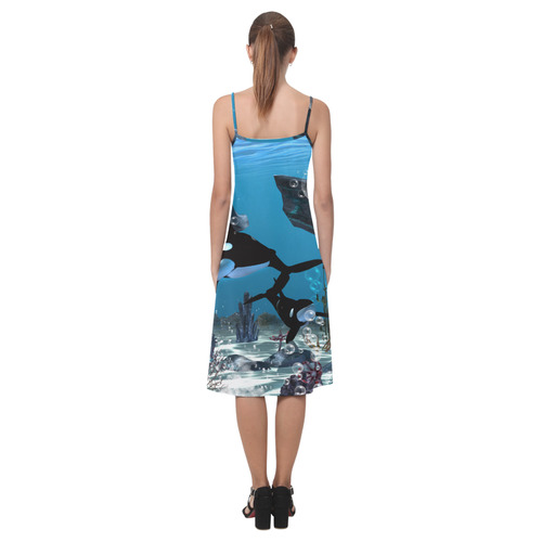 Amazing orcas , underwater world Alcestis Slip Dress (Model D05)