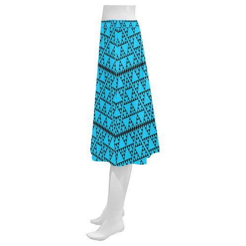 triangles in triangles pattern blk blue Mnemosyne Women's Crepe Skirt (Model D16)