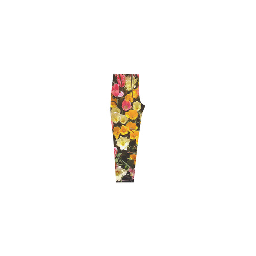 Yellow Pink Flowers Capri Legging (Model L02)