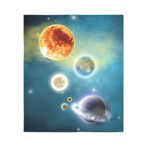 Space scenario with  meteorite sun and planets Cotton Linen Wall Tapestry 51"x 60"