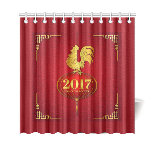 2017 Year of the Rooster Chinese Shower Curtain 69"x70"