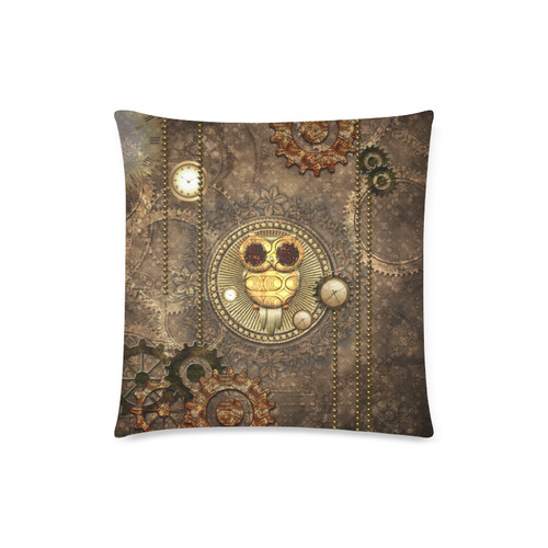 Steampunk, wonderful owl,clocks and gears Custom Zippered Pillow Case 18"x18"(Twin Sides)