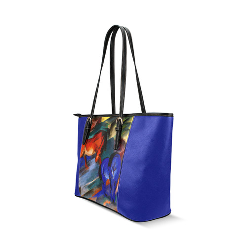 Red and Blue Horse by Franz Marc Leather Tote Bag/Small (Model 1640)