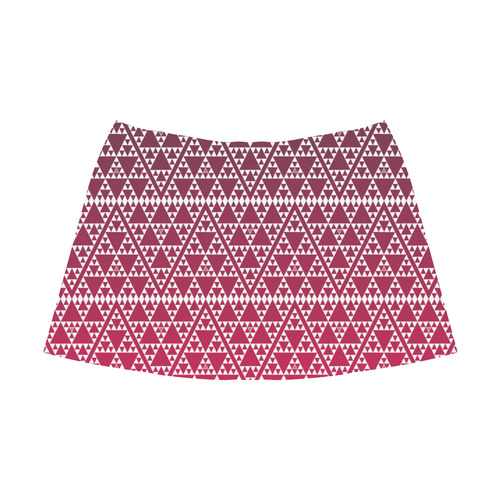 triangles in triangles pattern wht on red Mnemosyne Women's Crepe Skirt (Model D16)