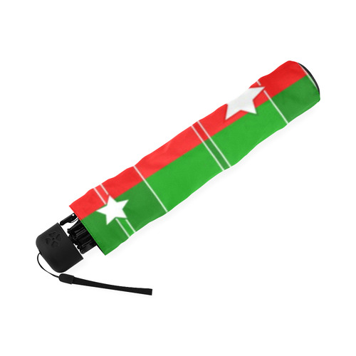 Green Red Stars Stripes Foldable Umbrella (Model U01)