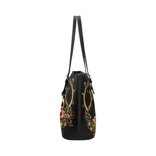 Awesome lion in gold and black Leather Tote Bag/Small (Model 1651)