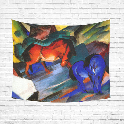 Red and Blue Horse by Franz Marc Cotton Linen Wall Tapestry 60"x 51"