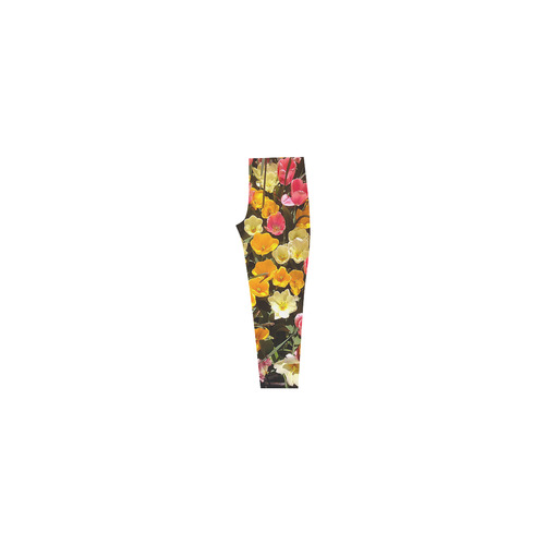 Yellow Pink Flowers Capri Legging (Model L02)